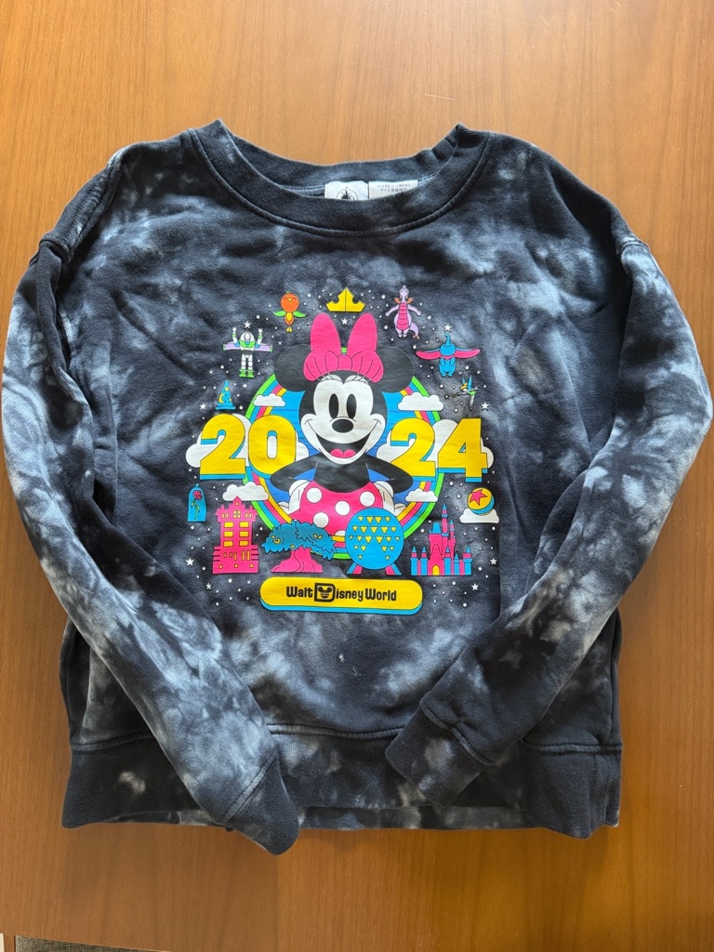 Disney Black Tie-Dye Minnie Mouse 2024 Graphic Sweatshirt size 9/10